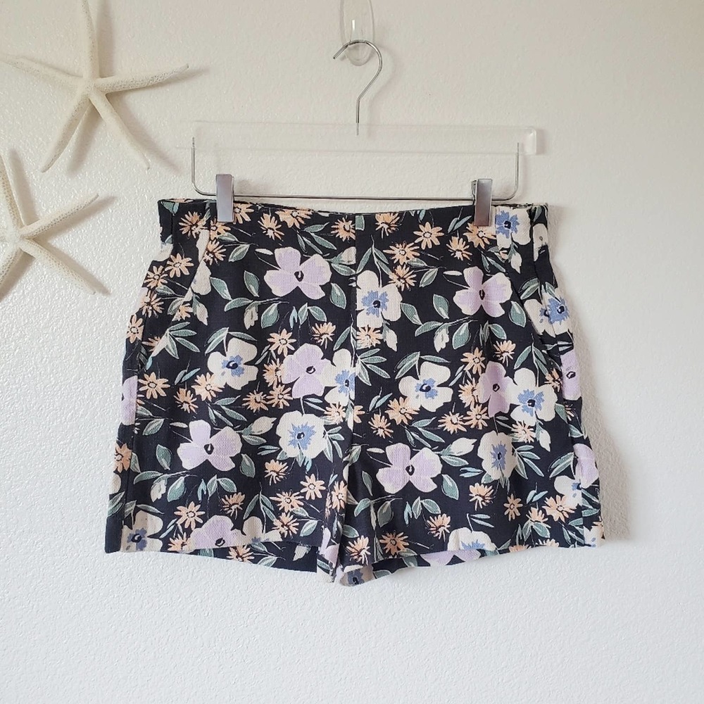 The Gap Floral Casual Side Zip Shorts Size 10 Blue